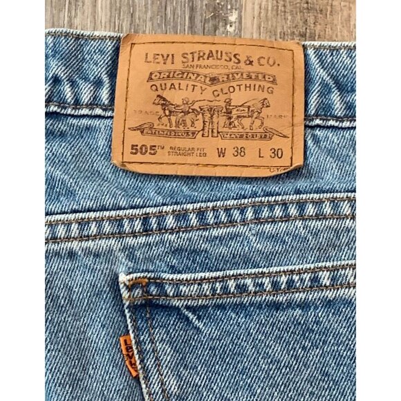 Levi's 505 Jeans Mens Size W38 X L30 Blue Denim Cotton Regular Fit Straight Leg - Picture 5 of 13